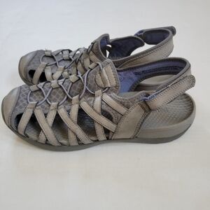 Baretraps Gray With Blue Gladiator Fabric Frenzie Slingback Sandals Ladies 9M